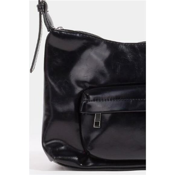 Fame Glossy Faux Leather Shoulder Bag - Picture 2 of 3